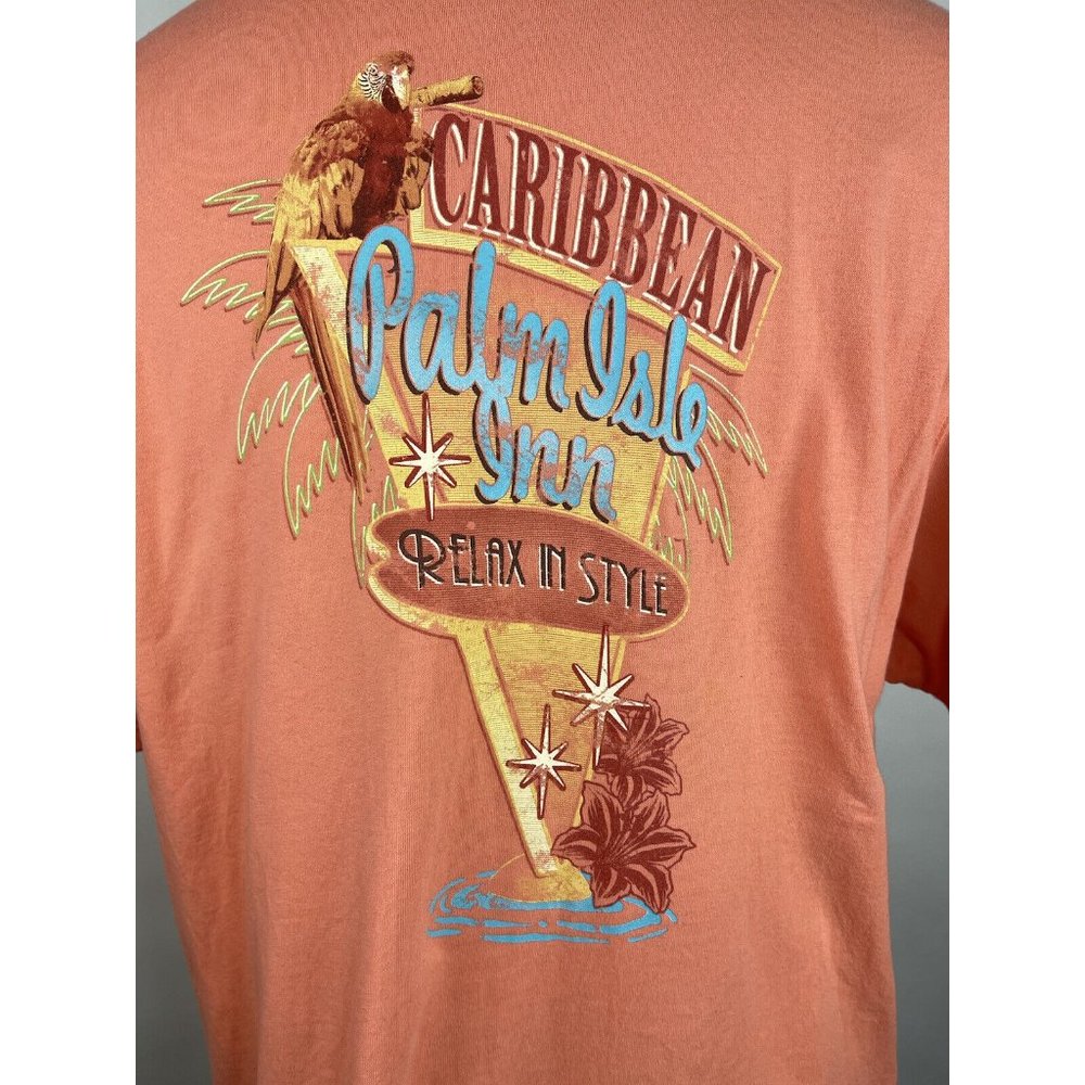 Caribbean‎ Palm Isle Inn Relax in Style Salmon Color T Shirt XL Men’s